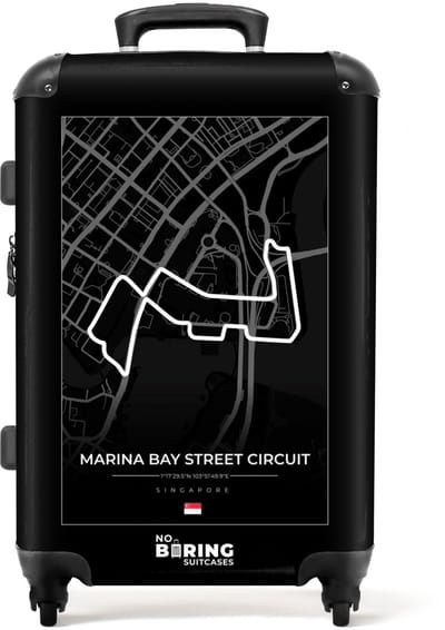 NoBoringSuitcases.com - Grote Formule 1 koffer - Zwarte reiskoffer met 4 wielen - Trolley op wieltjes 60 liter - Rolkoffer groot lichtgewicht - Ruimbagage valies 20kg - Valiezen voor volwassenen - Origineel cadeau voor mannen - Reisbagage tsa slot
