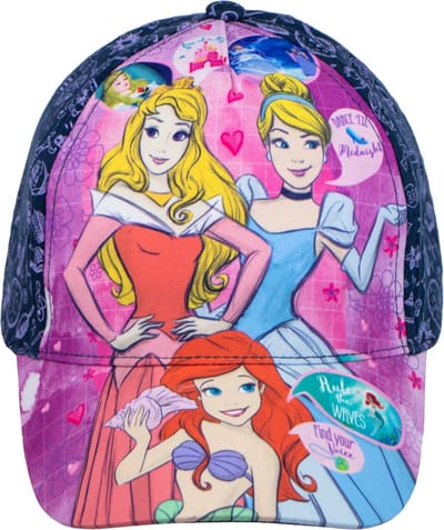 Disney Princess Pet / Cap - Navy/Lila - Ariël - Assepoester - Doornroosje - Maat 52 cm hoofdomtrek (± 2-4 jaar)