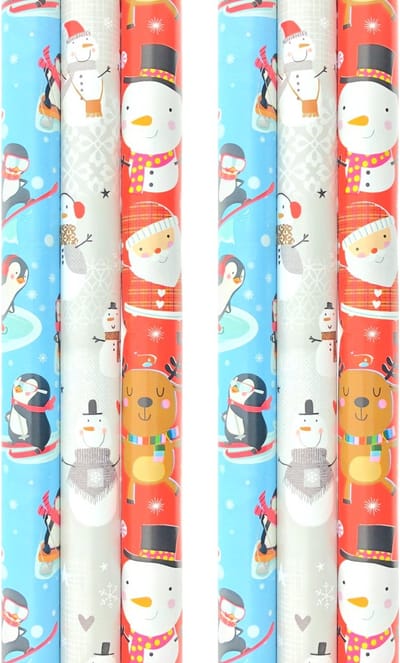 Noël 3 cadeaupapier - Kerstpapier inpakpapier voor Kinderen - 3 meter x 70 cm - 6 rollen