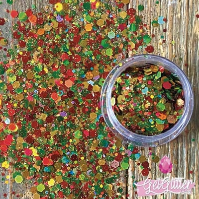 GetGlitterBaby® - Gouden Rode Groene Biologische / Biologisch afbreekbare Chunky Festival Glitters voor Lichaam en Gezicht / Biodegradable Face Body Carnaval Glitter Jewels Mix - Rood / Goud / Groen