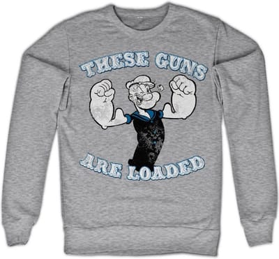 Popeye These Guns Are Loaded-sweatshirt, grijs gemêleerd
