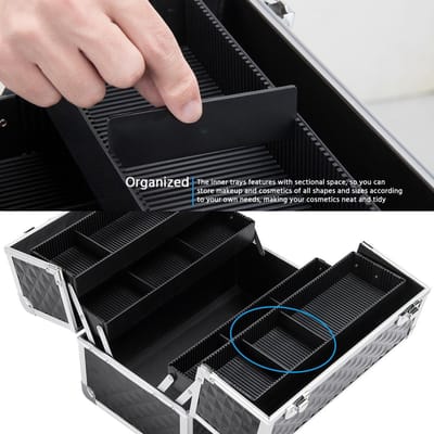 RFWR® Cosmeticakoffer voor make-up en schoonheidsproducten - afsluitbare koffer 34,7 cm x 22,2 cm x 25 cm