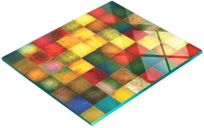 Decoratieve glazen snij- en serveerplank met geometrisch patroon 60x52 cm