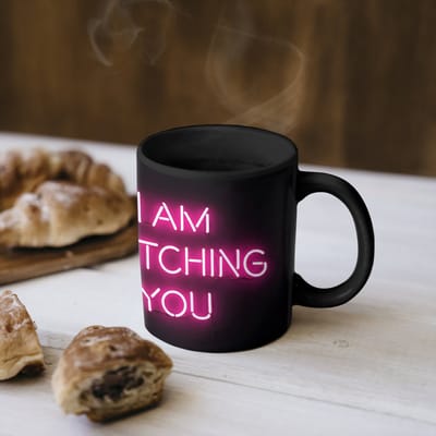 Magische Mok - Foto op Warmte Mokken - Koffiemok - Man - Tekst - Neon - Magic Mok - Beker - 350 ML - Theemok - Mok met Tekst