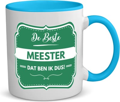 Akyol - de beste meester koffiemok - theemok - blauw - Meester - beste meester - school - verjaardagscadeau - afscheidscadeau - 350 ML inhoud