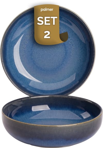 Palmer - Jory - Schaal - Kom - 2 stuks - ø 16 cm - Blauw - Stoneware - Bordenset