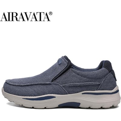 Casual schoenen voor heren Canvas ademende instappers Mannelijke comfortabele buitenwandelschoenen Klassieke instappers Sneakers 43 blauw