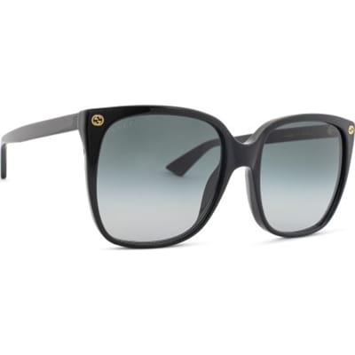 Lunettes de soleil carrées surdimensionnées noires Gucci pour femme GG0022S-001 avec verres dégradés gris noir