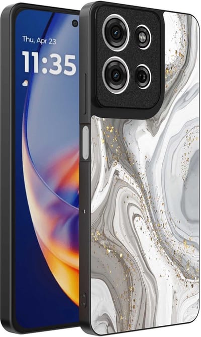 Geschikt voor Motorola Edge 50 Neo Telefoonhoesje met marmer opdruk - TPU backcover case marble design - Zilver - Smartphonica geschikt voor Motorola Edge 50 Neo