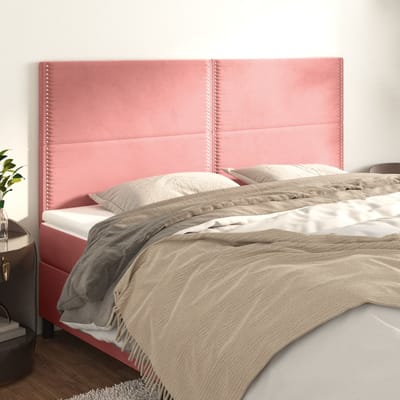 vidaXL Hoofdbord roze 160x5x118/128 cm fluweel