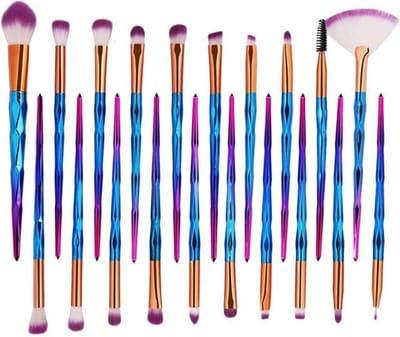 Finnacle - 20-delige Blauwe Diamond Make-Up Kwastenset voor Poeder, Foundation, Blush, Oogschaduw, Lippen en Highlighter - Cosmetische Beauty Penseelset met Maskerkwast