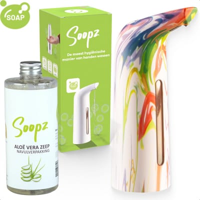 Soopz Automatische Zeepdispenser – Regenboog – Rainbow Fusion Elegance – Zeeppompje met Bewegingssensor – Met Aloë Vera Zeep