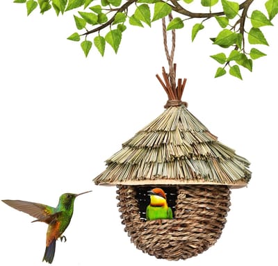 Hangmand papegaaiennest vogelkooi eierkooi buitendecoratie vogelhuisje natuurlijk gras huisdierbenodigdheden vogelnest