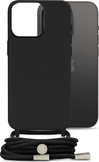 Mobilize Telefoonhoesje geschikt voor Apple iPhone 14 Pro Flexibel TPU | Mobilize Lanyard Gelly Hoesje met koord - Zwart