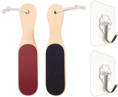 Dailygoods- Voetmassageapparaat - Professionele Voetvijl - Hielvijl - Puimsteen - Voetschuurmachine - Massief Hout - 2 Stuks - Voetverzorging
