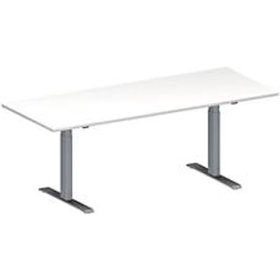 Schäfer Shop  Genius Vergadertafel MODENA FLEX, in hoogte verstelbaar, rechthoekig, T-poot, B 2000 x D 800 mm, wit
