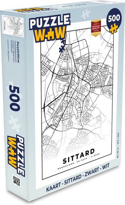 Puzzel Kaart - Sittard - Zwart - Wit - Legpuzzel - Puzzel 500 stukjes