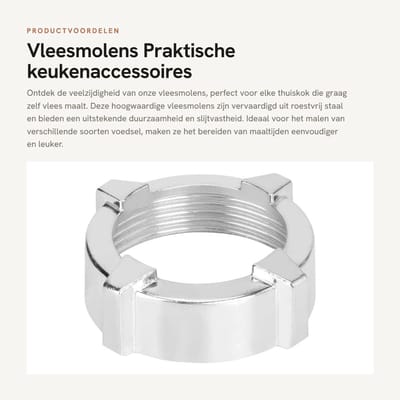 Dailygoods- Vleesmolen roestvrij staal - Vleesmolen voor thuisgebruik - Gehaktmolen - Vleesmolen elektrisch - Slijtvast - Eenvoudig te reinigen
