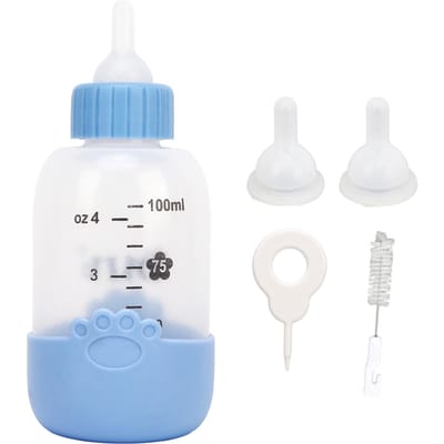 Biberon d'allaitement universel en silicone pour animaux de compagnie, 100 ml, motif patte, pour chiots et chats