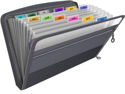 Organiseer je documenten met deze 13-vaks map, uitvouwbare file folder en handige tabbladen voor A4-papier