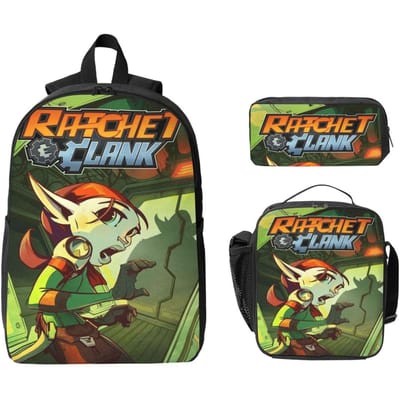 3 Stuks Ratels En Klemmen Cadeau Voor Game Fans Rugzak Set voor Meisjes Jongens Etui Sets met Lunchbox Voor School