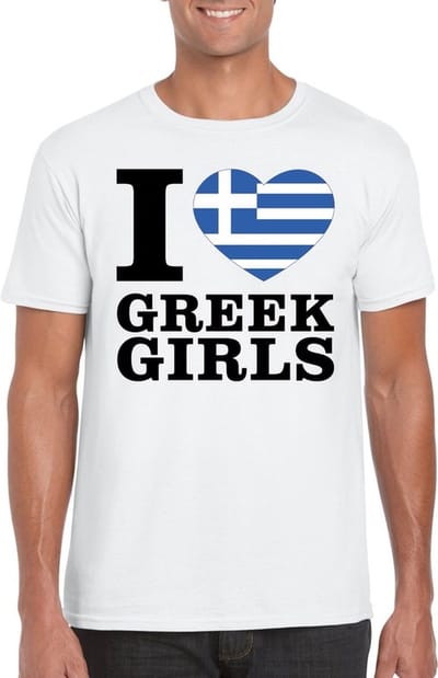 I love Greek girls t-shirt wit heren - Griekenland shirt S