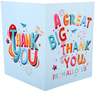 Dailygoods- Wenskaart Grote Bedankkaart 40x27cm - Wenskaart zonder Tekst - Wenskaarten Set - Envelop - Karton - Blauw
