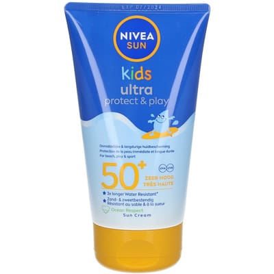 NIVEA SUN Kids Ultra Protect & Play Zonnebrand Kinderen - SPF 50+ - Zeer waterproof - Zonnecreme voor Gezicht en Lichaam - 150 ml