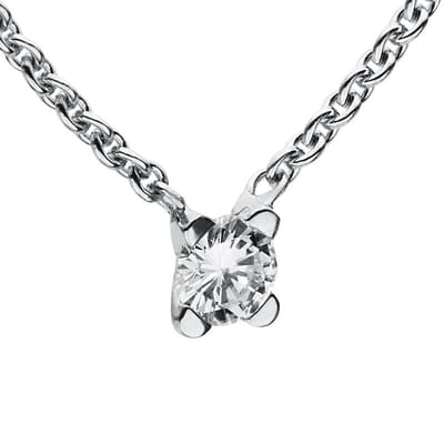 Choker - ketting - diamant 0.10 crt. - collier met diamant - witgoudb gewicht 2.2 gram - 14 karaat - Lengte 42 cm uitverkoop juwelier Verlinden St. Hubert van 895,- voor 595,-