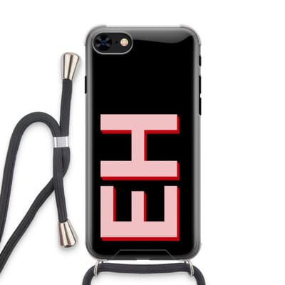 Gepersonaliseerd - Case Company® - Hoesje met koord geschikt voor iPhone 8 hoesje met Koord - Monogram - Telefoonhoesje met Zwart Koord - Extra Bescherming aan alle Kanten en Over de Schermrand