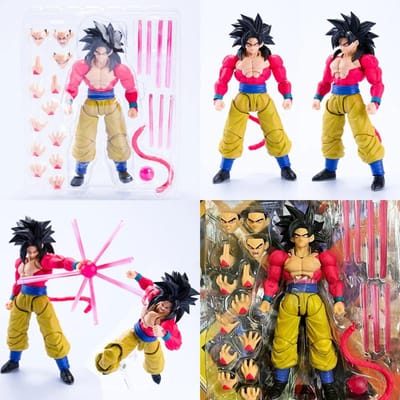 Figurines SHF Dragon Ball GT Super Saiyan 4 Vegeta Son Goku Figurine d'Action PVC Articulée Collection 16cm Anime Goku Gogeta Modèle Jouets beige