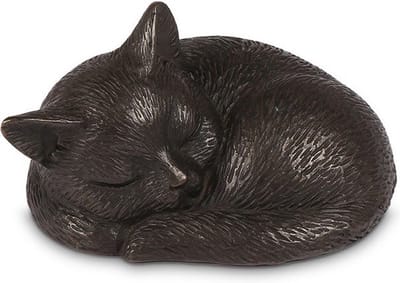 Mini - Asbeeld Dieren Urn Voor Uw Geliefde Dier Slapende poes in brons - Kat - Hond - Paard - Konijn