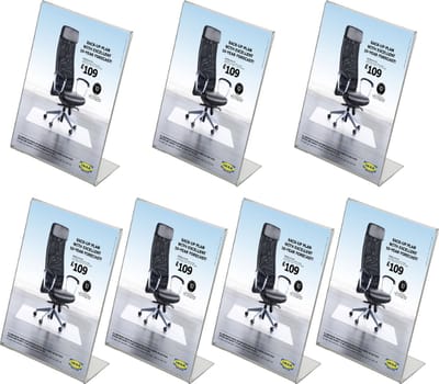 7  Pack Folderhouder A4 acryl staand / kaarthouder A4 acryl/ Menukaarthouder L-model A4 / tafelstandaard / kaarthouder portrait a4