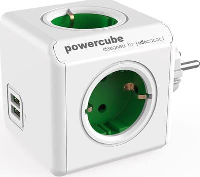 DesignNest PowerCube Original - USB - Schuko - Groen