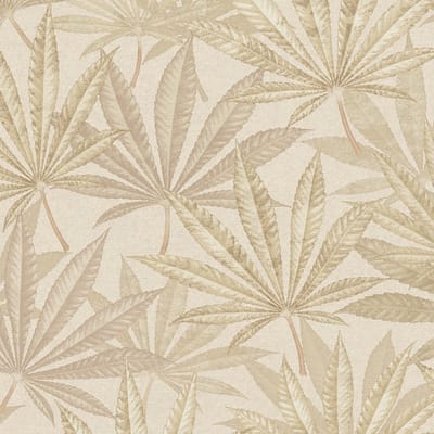 Natuur behang Profhome 399843-GU vliesbehang hardvinyl warmdruk in reliëf licht gestructureerd met bloemmotief mat ivoor beigegrijs crèmewit 5,33 m2