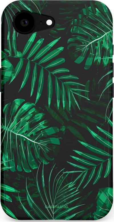 Casetastic hoesje geschikt voor Apple iPhone 16e / Apple iPhone 17e - MagSafe - Dubbellaagse bescherming - Jungle blad - Fashion Case - Donkergroen Zwart