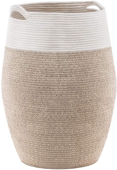 Dailygoods- Wasmand 105 liter - Wasmand met deksel - Geweven katoenen touw - Oversized formaat 49 x 65 cm - Zachte handgreep - Uniek design - Wasgoedmand