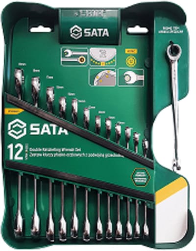 Sata ST09066PL - Set Ringsteeksleutels - Dubbele Ratelfunctie - Chroom-Vanadium - 13-delig