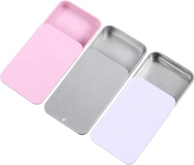 Set van 3 Kleine Metalen Dozen met Glijdend Deksel, Ideaal voor Opslag van Kleine Onderdelen en Kantoorbenodigdheden