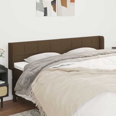 vidaXL - Hoofdbord - met - randen - 163x16x78/88 - cm - stof - donkerbruin