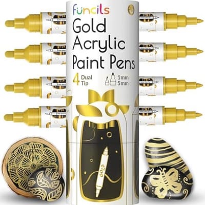 Gouden acrylverfpennen met dubbele punt voor creatieve projecten