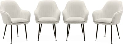 sweeek - Set van 4 stoelen in bouclé met matzwarte metalen poten, shella, b 57 x d 59 x h 84,5