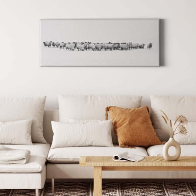 Canvas print DD123235 Herd of Sheep A.S. Création 1,0 x 0,4 m Wit Kantoor Hal/Gang Keuken Slaapkamer Woonkamer