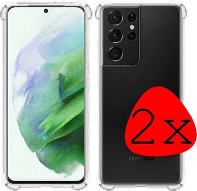 Hoesje 2 Stuks - Geschikt voor Samsung Galaxy S21 Ultra - Sterk & Shockproof - Siliconen Case - Back Cover - Telefoon Hoes Shock Proof - Transparant