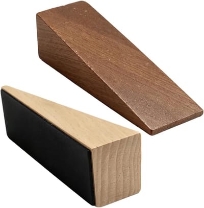 Antislip Deurstoppers - Houten Deurwig - Deuren Open Houden - Robuuste Houten Constructie - 9x3x27cm - Bruin