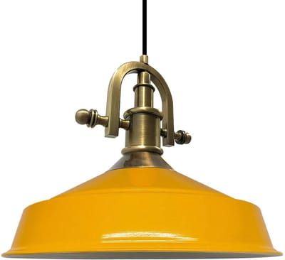 Bamyum Asletl-Marine Hanglamp Industrieel Vintage Ø40 cm, Vintage Lamppendel, Geel Metalen Hanglamp