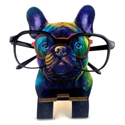 Houten Brilstandaard met Puppy Patroon - Unieke Brilhouder voor Thuis
