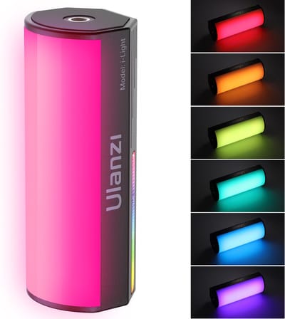 Ulanzi i-Light RGB Pocket Tube Light - Broekzakformaat - Oplaadbaar - Tot 15 uur gebruiken - Alle kleuren van de regenboog - 20 vooringestelde scenes - Statiefbevestiging - Zwart