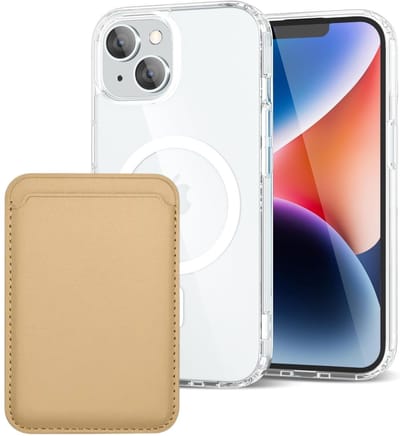 Shockproof Anti Shock Back Cover Hoesje Compatibel met MagSafe Geschikt voor: Apple iPhone 14 met Magnetische Pasjeshouder - Goud