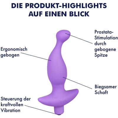 EIS, prostaatvibrator "Kurvenwunder", prostaatstimulatie, huidvriendelijk siliconen, waterdicht, lila